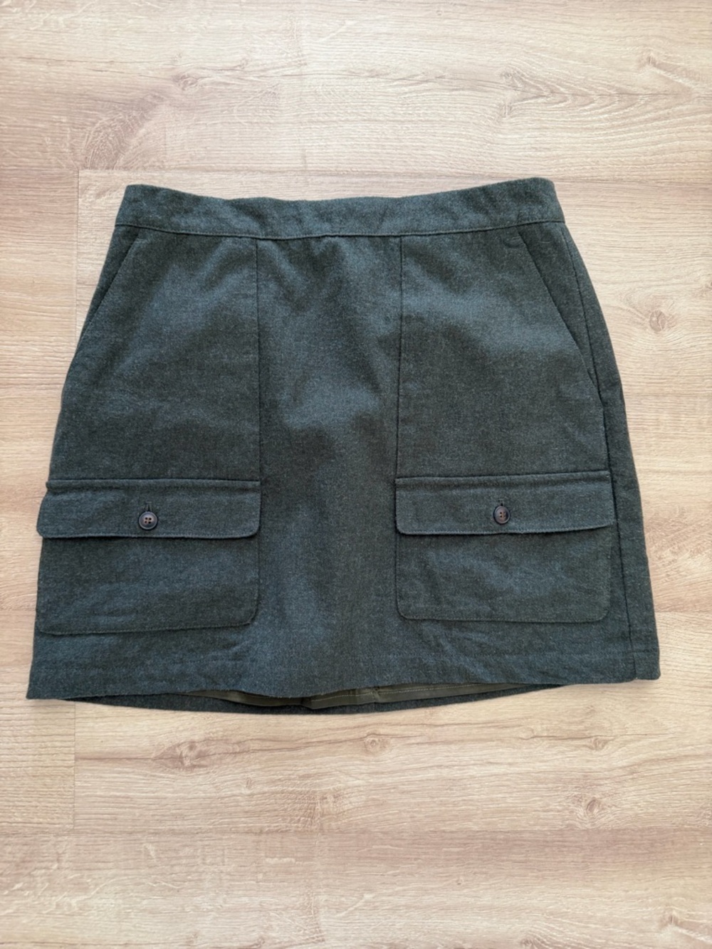 Madewell Dark Green Utility Pocket Wool Blend Skirt